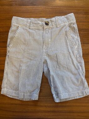 Boys Blue & White Seersucker Stripe Chino Shorts